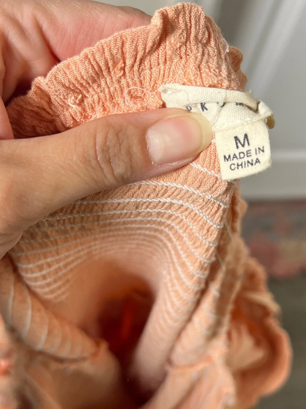 Peach Smocked Maxi Dress with Puff Sleeves - Picture 6 of 6